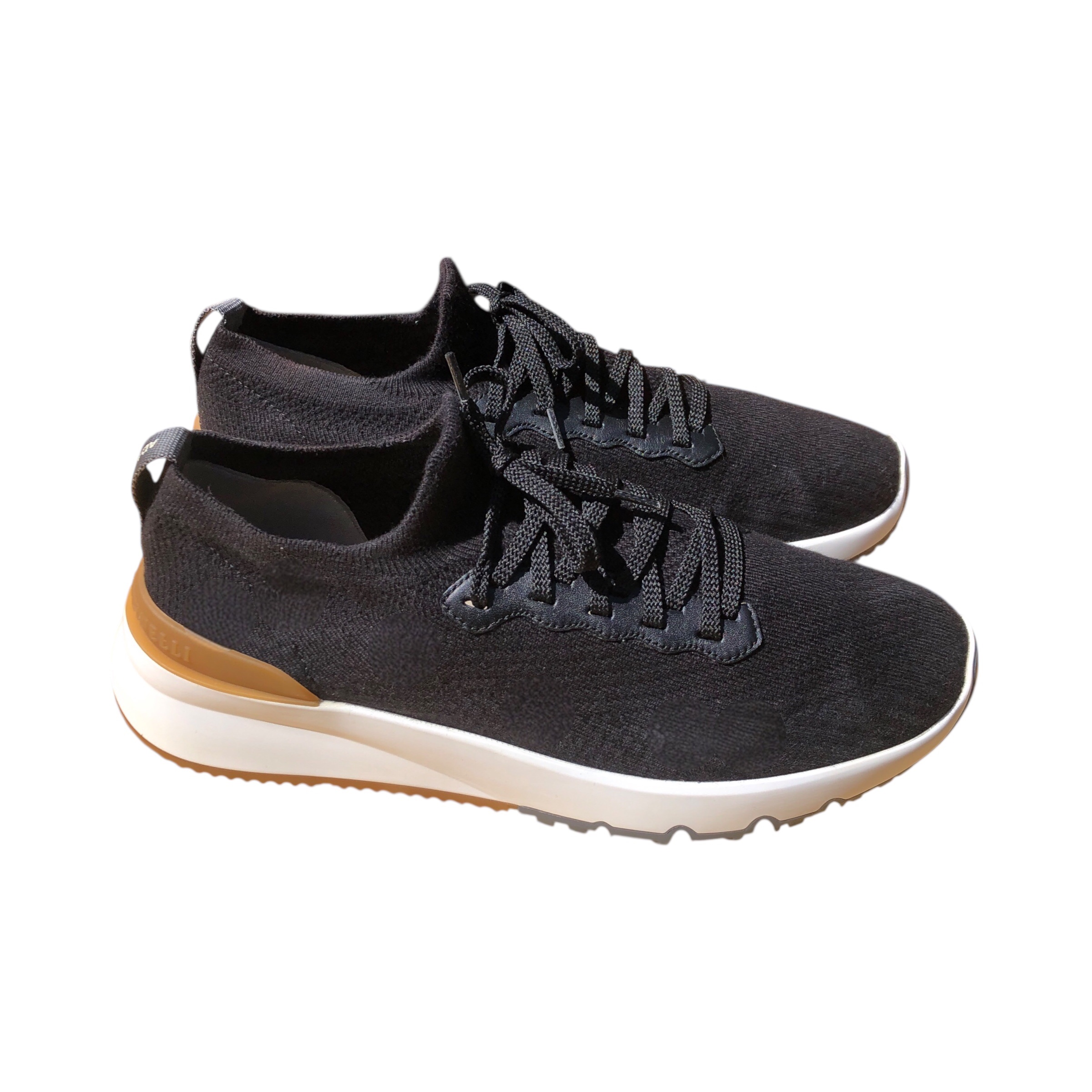 BRUNELLO CUCINELLI black knitted lace up sneakers - 8(42)