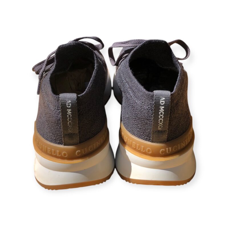 BRUNELLO CUCINELLI grey knitted lace up sneakers - 5(39) - Image 3